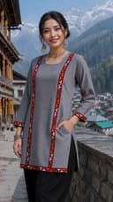 kullu kurti long front border